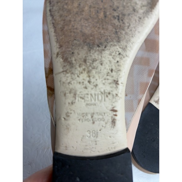 Fendi Colibrì FF Mesh Pointed-Toe Flat Mules Nude Leather‎ EU 36 / US 6 - Picture 6 of 8